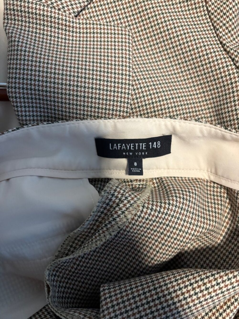 Lafayette 148 Houndstooth Pantsuit Blazer & Pleated Pants | Pants Only Price - Picture 2 of 8